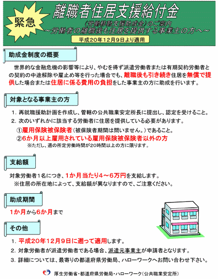 離職者住居支援給付金